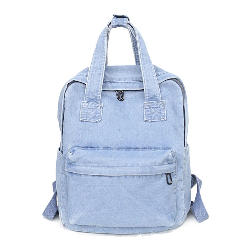 Vintage Denim School Bookbag Handbag Rucksack Shoulder Bag for Teenage Girls