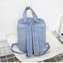Vintage Denim School Bookbag Handbag Rucksack Shoulder Bag for Teenage Girls