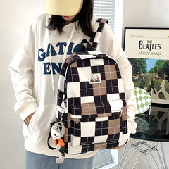 Waterproof Nylon Women Backpack Multi-Pocket Schoolbag