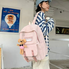 Japanese Harajuku Corduroy Women Backpacks College Style Big Casual