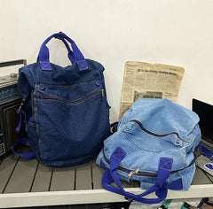 Denim School Bag for Teenagers Girls Laptop Bookbags Rucksack Mochila