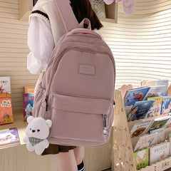 Women Backpacks Multi-pockets Letter Embroidery Casual Tote High Street Harajuku