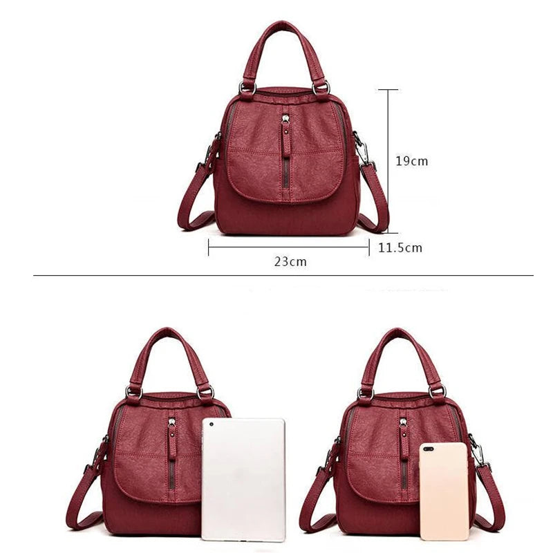 Red Women Backpacks Shoulder Crossbody Bags Small Schoolbags Travel Bag