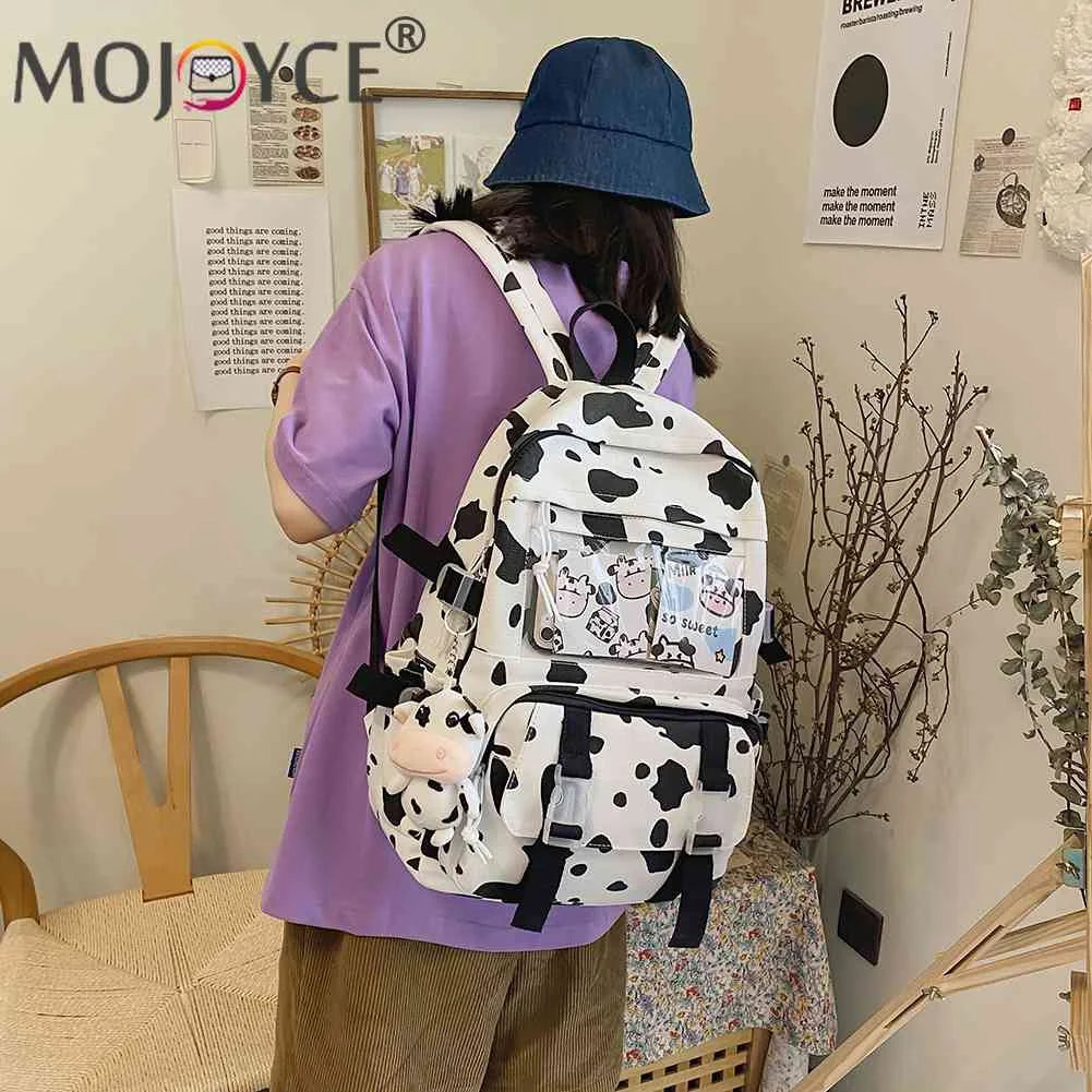 Cow Print Women Backpack Large Capacity for College