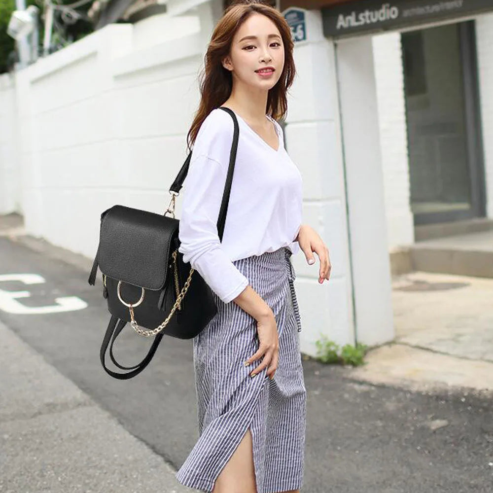 Women Backpacks Mini PU Leather Bags Teenage Girls Schoolbags