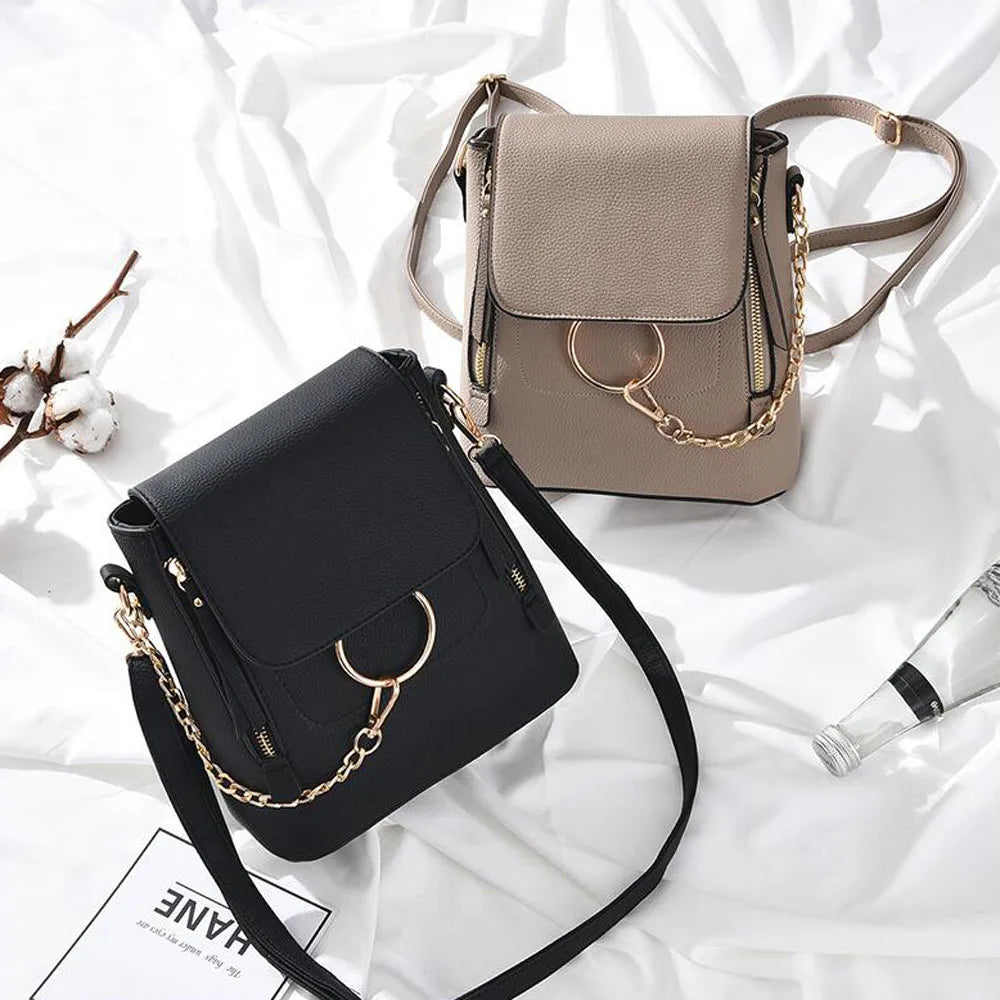 Women Backpacks Mini PU Leather Bags Teenage Girls Schoolbags