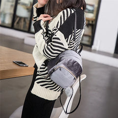 Velvet Mini Backpack with Pompom Zipper