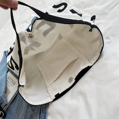 Women Large Letter Canvas Handbag Tote Messenger Shoulder Bag
