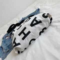 Women Large Letter Canvas Handbag Tote Messenger Shoulder Bag