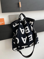Women Large Letter Canvas Handbag Tote Messenger Shoulder Bag