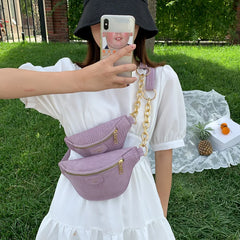 Women Bag Candy Waist Bag Chain Banana Belt Bag Women Waist Pack