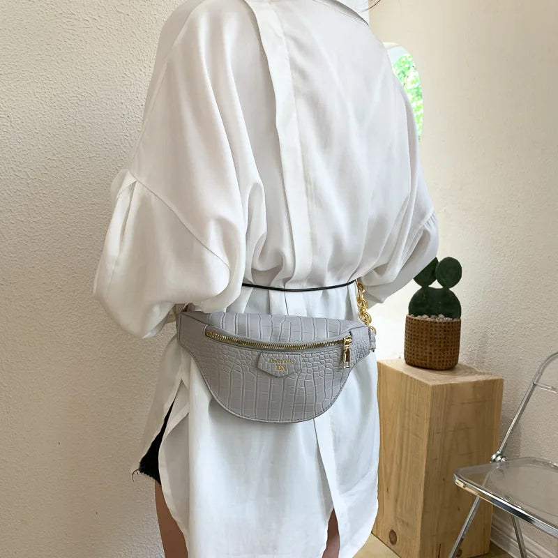 Women Bag Candy Waist Bag Chain Banana Belt Bag Women Waist Pack