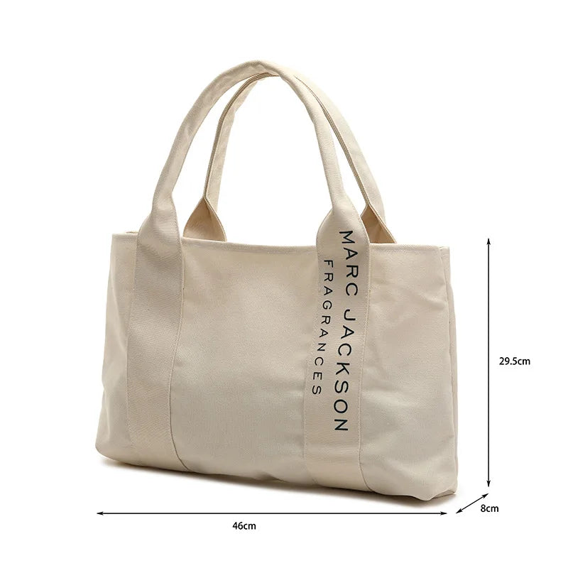 Canvas Shoulder Bag Letter Print Casual Handbag Large Capacity Tote Bag