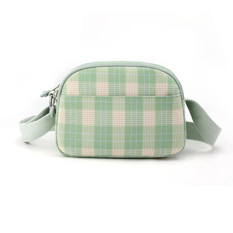 Women Casual Shoulder Bag Nylon Waterproof Messenger Bag Lady Plaid Crossbody
