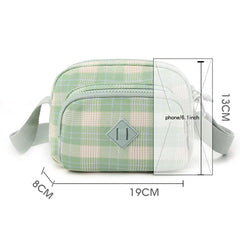 Women Casual Shoulder Bag Nylon Waterproof Messenger Bag Lady Plaid Crossbody