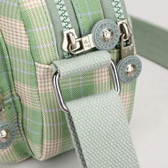 Women Casual Shoulder Bag Nylon Waterproof Messenger Bag Lady Plaid Crossbody