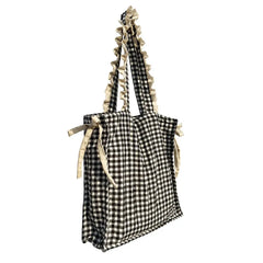 Casual Cotton Plaid Zipper Shoulder Bag Handbags Shopping Bag Mori Girl