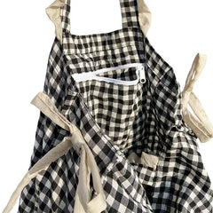 Casual Cotton Plaid Zipper Shoulder Bag Handbags Shopping Bag Mori Girl