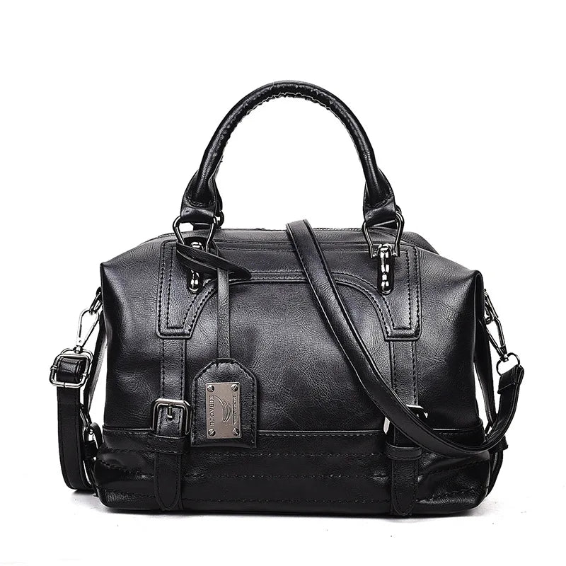 Vintage Shoulder Bag Soft Leather Crossbody Bags for Women Boston Women's Bag