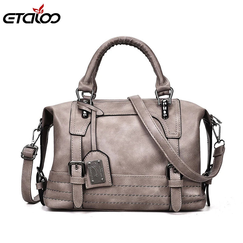 Vintage Shoulder Bag Soft Leather Crossbody Bags for Women Boston Women's Bag
