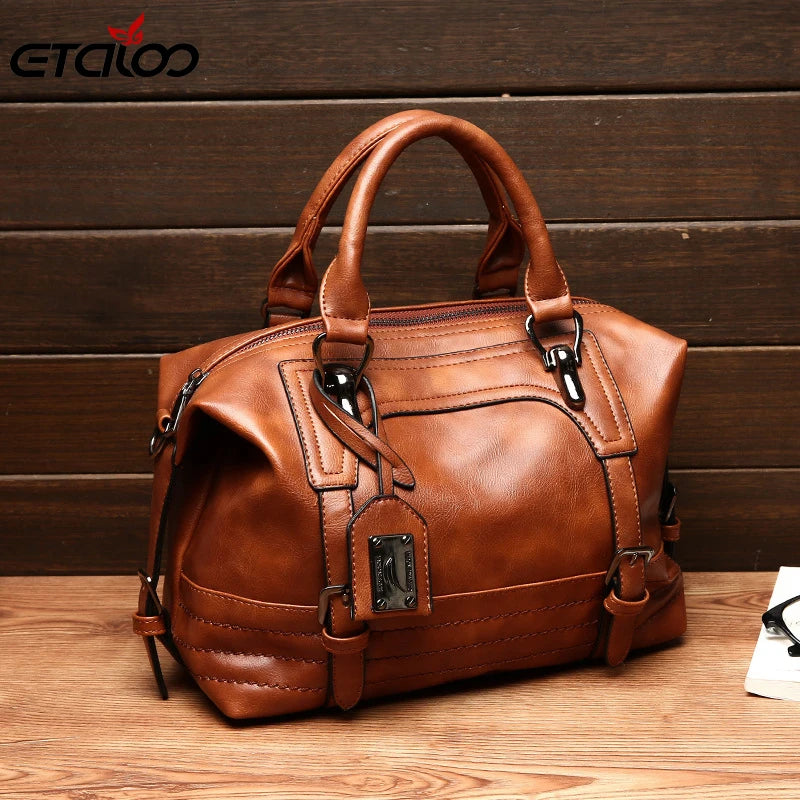 Vintage Shoulder Bag Soft Leather Crossbody Bags for Women Boston Women's Bag