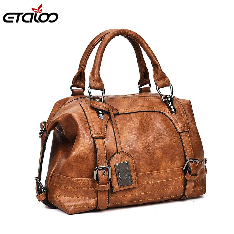 Vintage Shoulder Bag Soft Leather Crossbody Bags for Women Boston Women's Bag