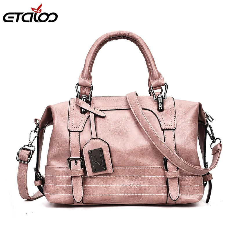 Vintage Shoulder Bag Soft Leather Crossbody Bags for Women Boston Women's Bag
