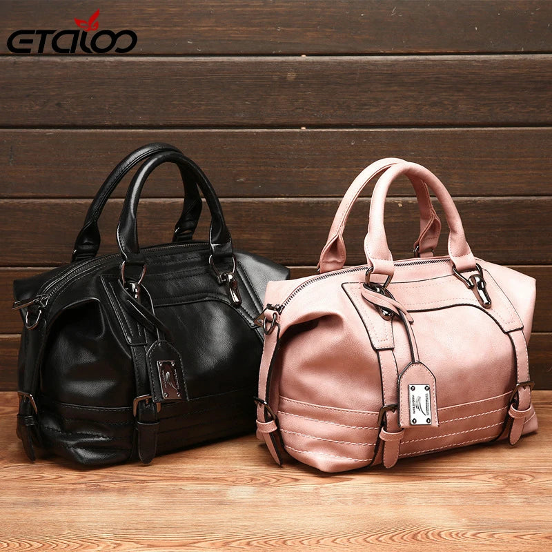 Vintage Shoulder Bag Soft Leather Crossbody Bags for Women Boston Women's Bag