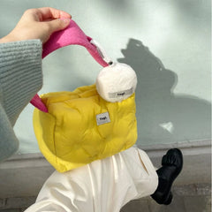Women Bag Sweet Bucket Cotton Nylon Striped Casual Zipper Soft Shoulder Bag