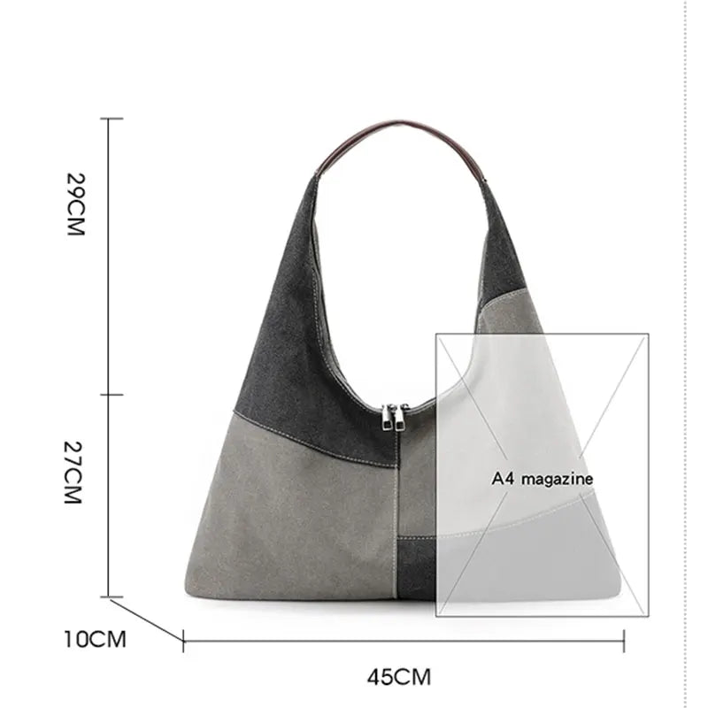 Canvas Shoulder Bag for Women Handbag High Ladies Underarm Bag Daily Pack