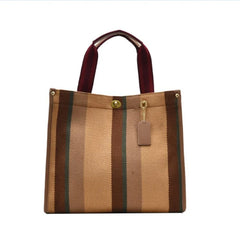 Canvas Vintage Striped Tote Bag Sequined Hasp Shoulder Bags Handbags