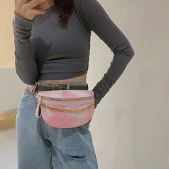 Women Bag Casual Small Shell Chest Bags Bright Pink Waist Pack Female