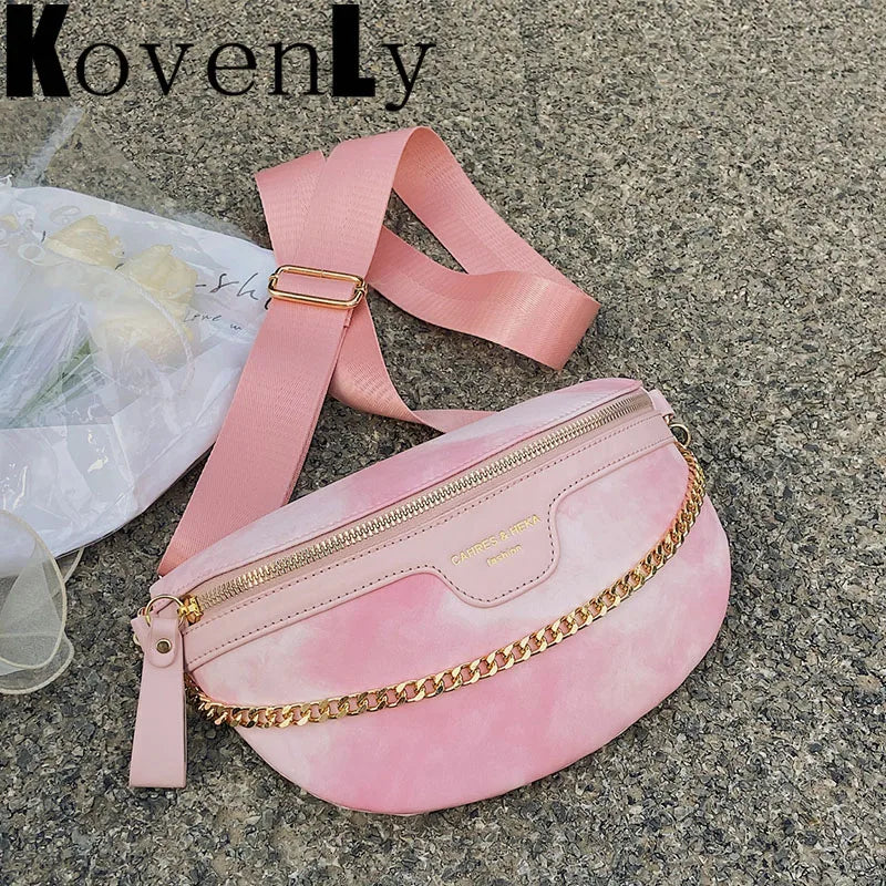 Women Bag Casual Small Shell Chest Bags Bright Pink Waist Pack Female
