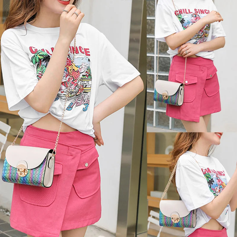 Women Bag Casual Travel Handbag Silk Scarf Chain Shoulder Messenger Bag