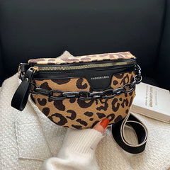 Leopard Pattern Waist Bag Crossbody Chest Fanny Pack