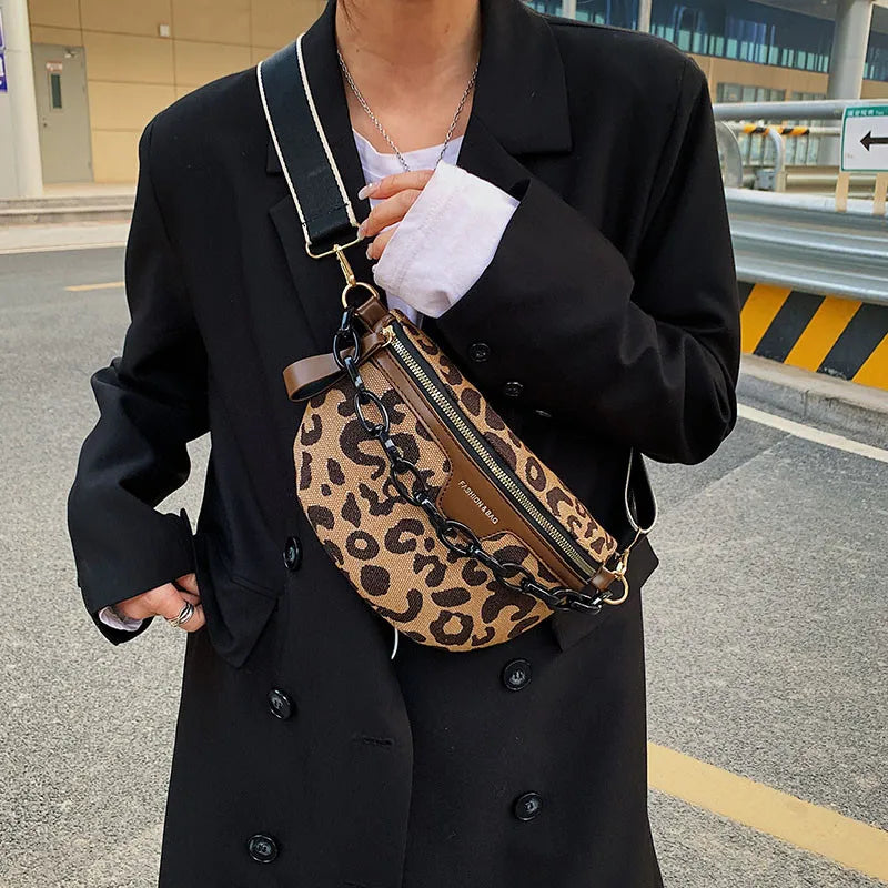 Leopard Pattern Crossbody Chest Bag Vacation Fanny Pack