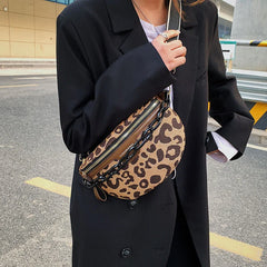 Leopard Pattern Crossbody Chest Bag for Women, Zipper Waist Fanny Pack