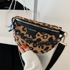 Leopards Pattern Waist Bag Casual Crossbody Chest Fanny Pack