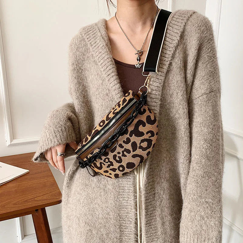 Leopard Pattern Crossbody Chest Bag Vacation Fanny Pack