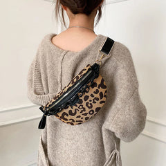 Leopard Pattern Crossbody Chest Bag for Women, Zipper Waist Fanny Pack