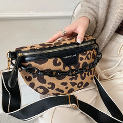 Leopards Pattern Waist Bag Casual Crossbody Chest Fanny Pack