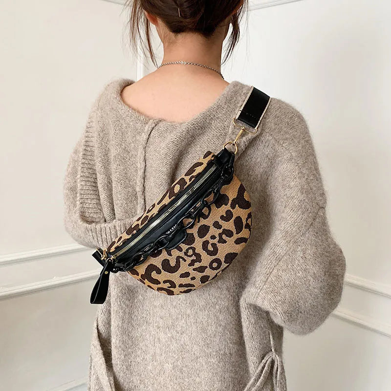 Leopard Pattern Crossbody Chest Bag Vacation Fanny Pack
