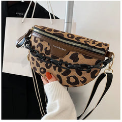 Leopard Pattern Waist Bag Crossbody Chest Fanny Pack Vacation Casual
