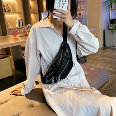Women Chest Bag Pu Leather Shoulder Crossbody Handbag