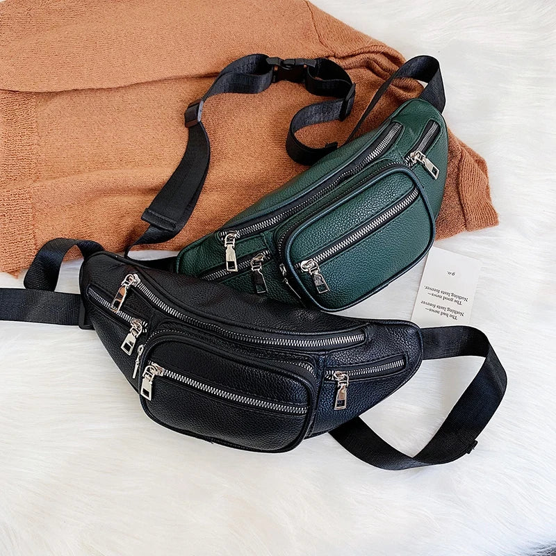 Women Chest Bag Pu Leather Shoulder Crossbody Handbag