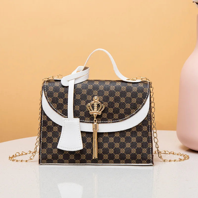 Women Bag Leather Tassel Small Square Shoulder Crossbody Bag