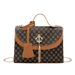 Women Bag Leather Tassel Small Square Shoulder Crossbody Bag