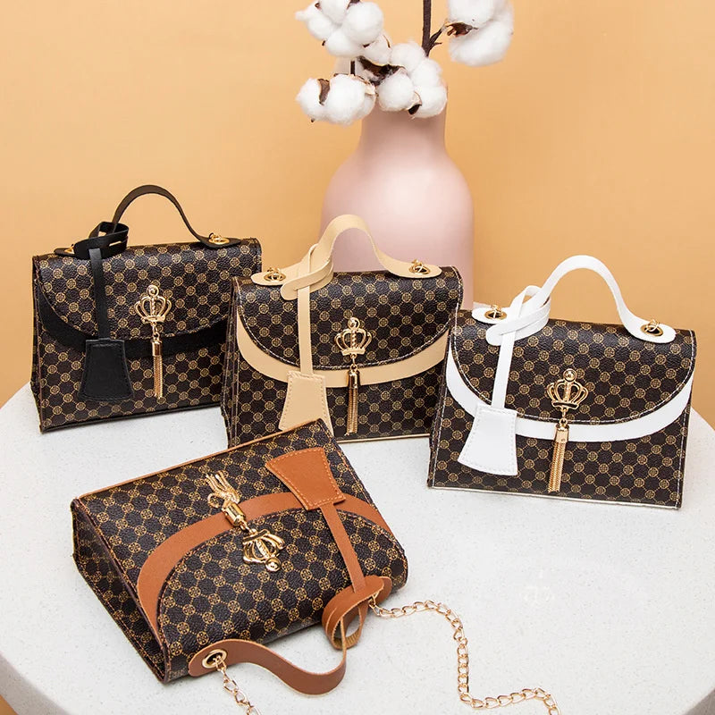 Leather Tassel Crossbody Bag Small Square Shoulder Casual Phone Bag