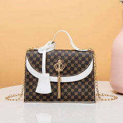 Leather Tassel Crossbody Bag Small Square Shoulder Casual Phone Bag