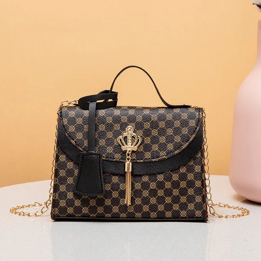 Leather Tassel Crossbody Bag Small Square Shoulder Casual Phone Bag